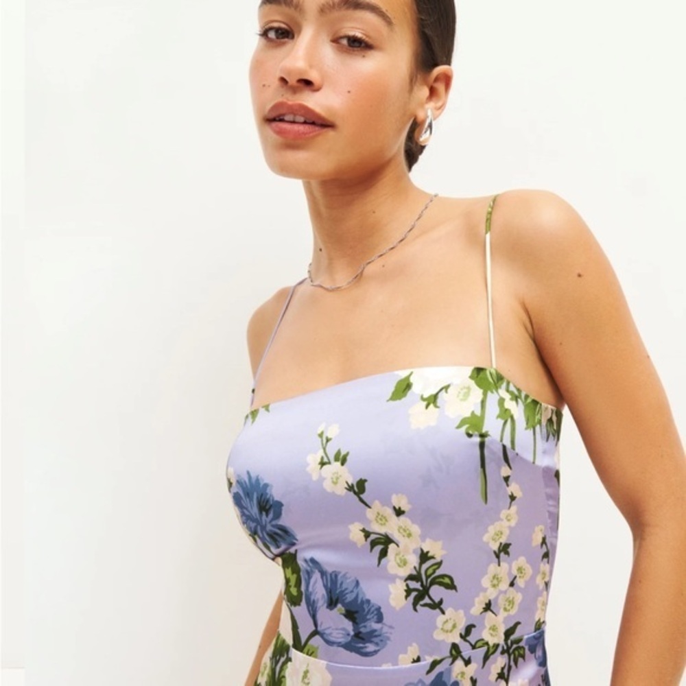 Reformation Frankie Silk Dress Garden Soiree - Picture 7 of 10